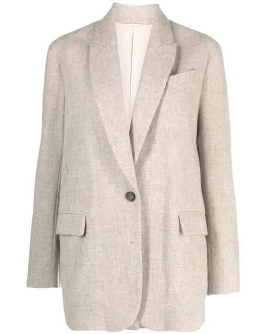 Brunello Cucinelli Natural Single-breasted Jacket In Yak Canvas