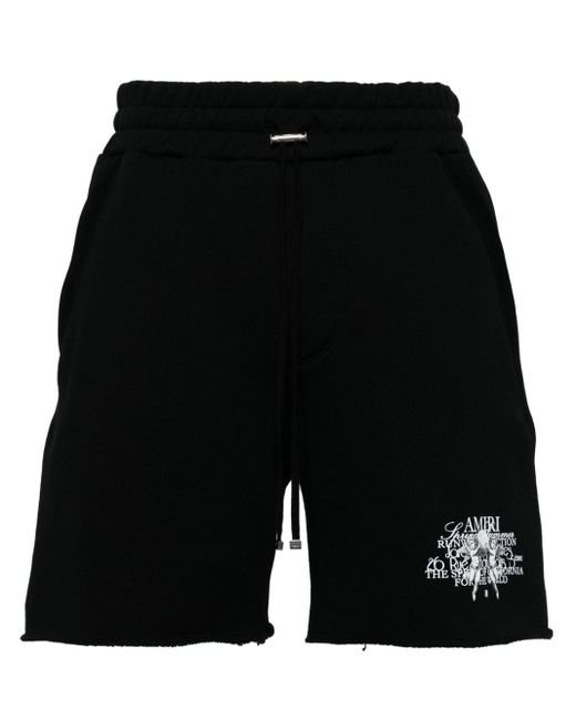 Amiri Black Logo-print Cotton Track Shorts for men