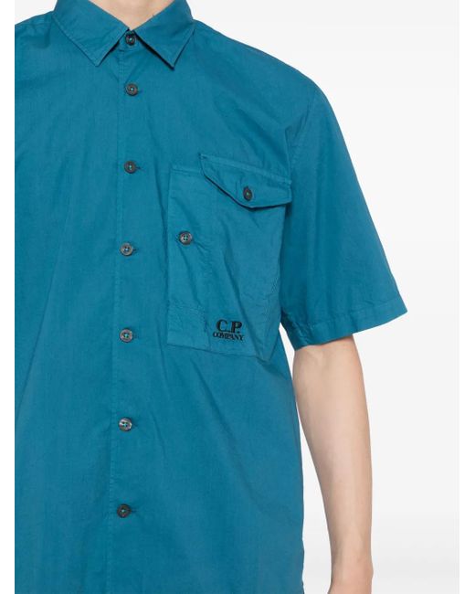 C P Company Blue Logo-Embroidered Cotton Skirt for men