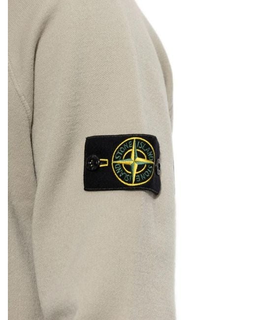 Stone Island White Logo-Patch Raglan-Sleeve Sweater for men