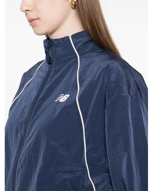 New Balance Blue Veste À Finition À Logo