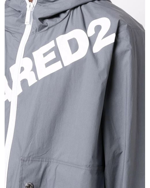 DSquared² Blue Logo-Print Hooded Jacket for men