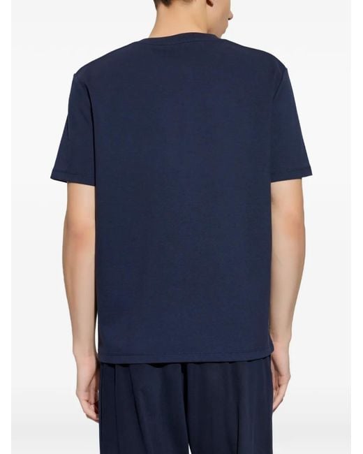 Balmain Blue T-Shirt With Embroidered Logo