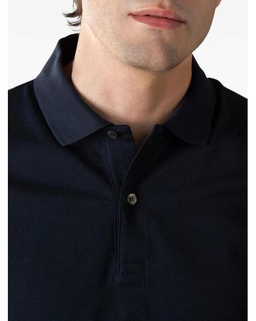 Aurélien Blue Pique-Knit Short-Sleeve Polo Shirt for men