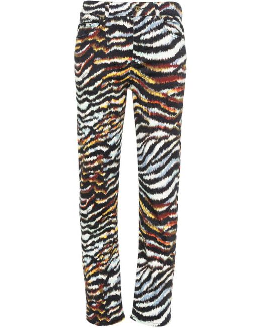 Just Cavalli Black Tiger-striped Straight Jeans