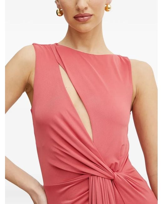 Vestido largo con detalle de nudo Marciano de color Red