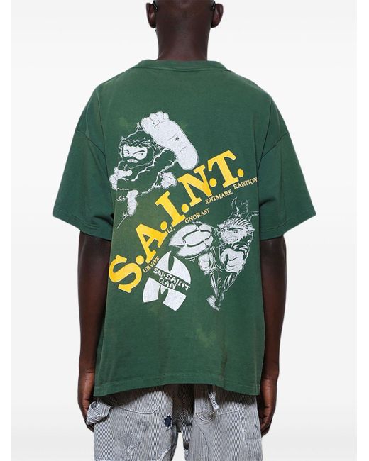 SAINT Mxxxxxx T-shirt Met Print in het Green voor heren