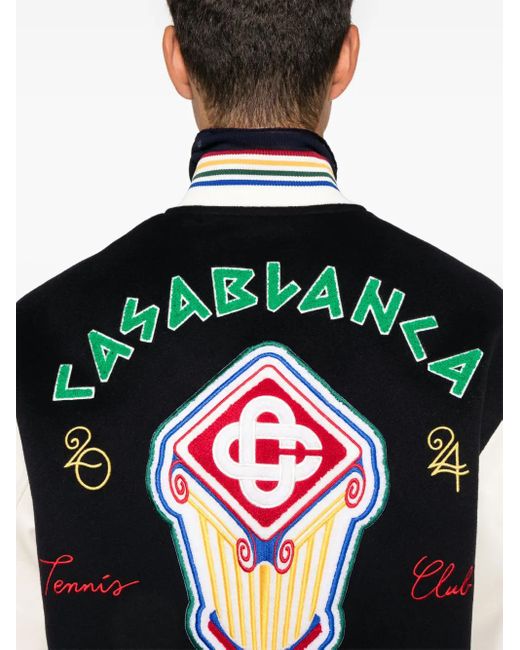 Casablanca Black Embroidered Chenille Patchwork Mini Bomber Jacket for men