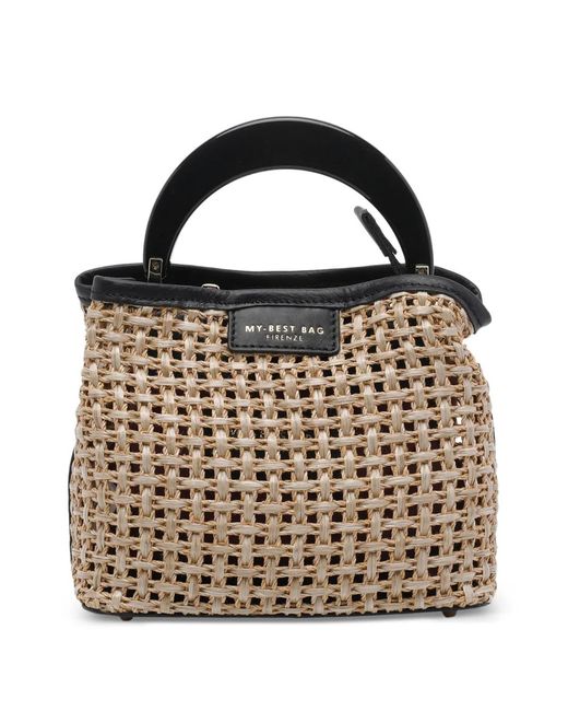 MY BEST BAG Black Woven Leather-Trim Clutch Bag