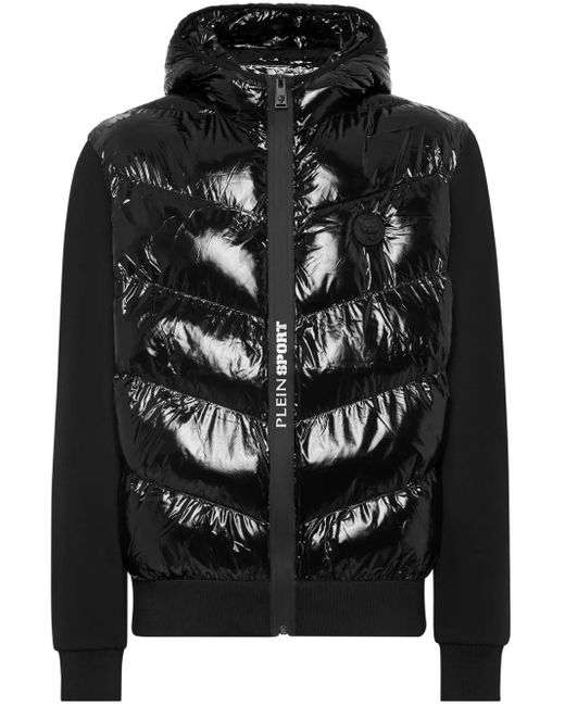 Philipp Plein Black Logo-Appliqué Padded Jacket for men