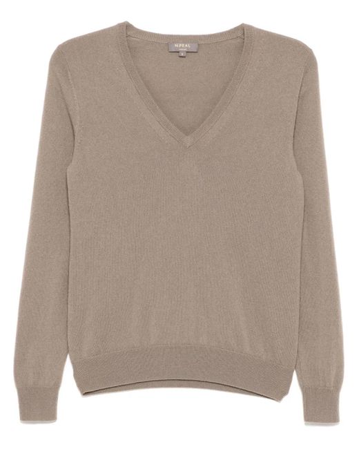 N.Peal Cashmere Phoebe Vネック プルオーバー Brown