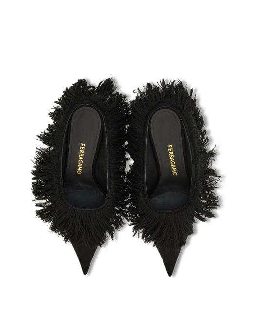 Mules Eva Con Piume di Ferragamo in Black
