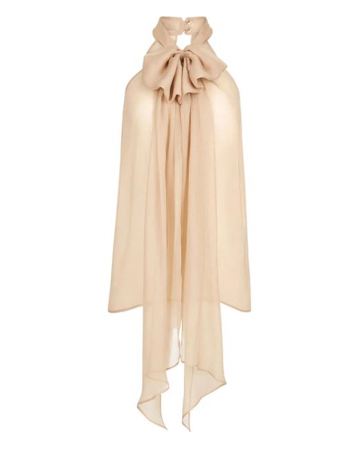 Nina Ricci Natural Halterneck Silk Top