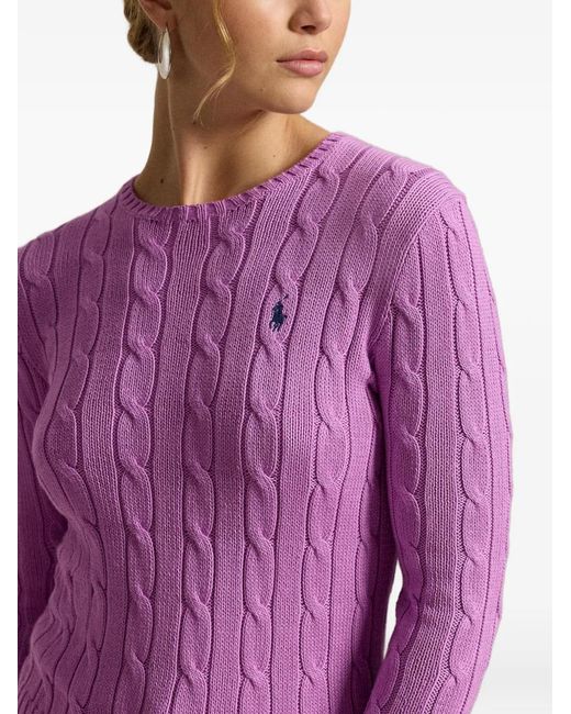 Polo Ralph Lauren Purple Cable-Knit Cotton Sweater