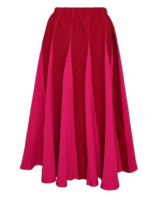 CFCL Red Conic Panelled Midi Skirt