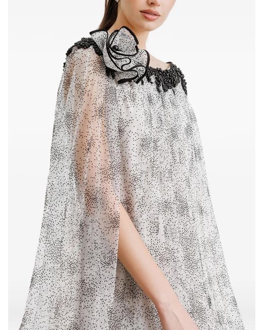Gemy Maalouf Gray Floral-Appliqué Gown