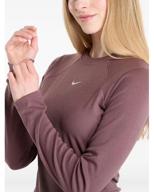 Nike Purple Long-Sleeve Ribbed Top