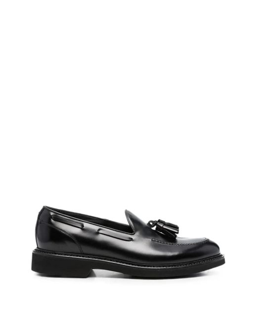 Canali Black Tassel-Detail Calf-Leather Loafers for men