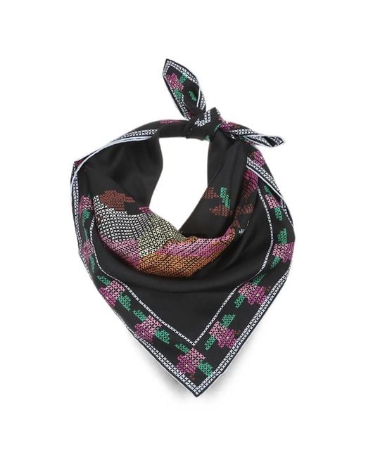 Chloé Black Parrot Silk Square Scarf