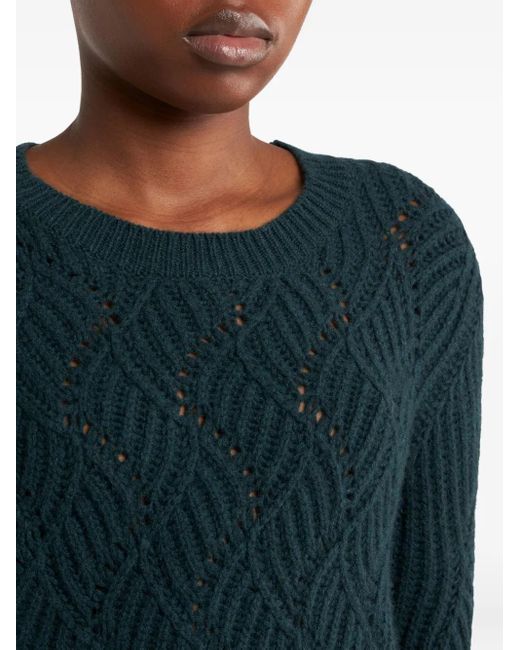 Etro Green Perforated Pattern Cashmere Sweater