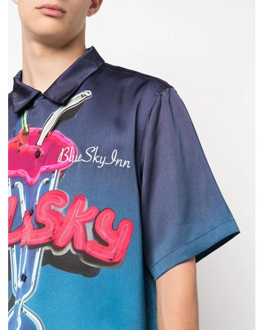 BLUE SKY INN Blue Logo-Print Short-Sleeved Shirt for men