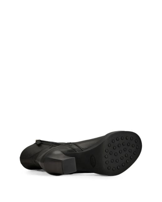 Tod's Black Buckle-Strap Logo-Pendant Ankle Boots