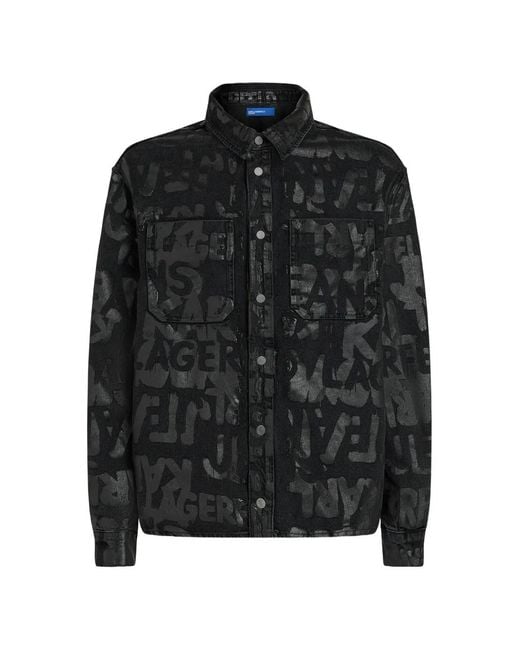 Karl Lagerfeld Black All-Over Logo-Print Shirt for men