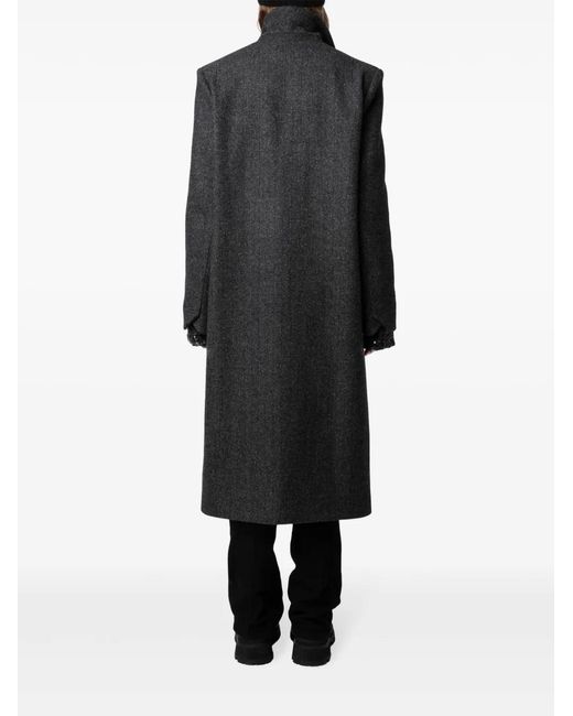 Zadig & Voltaire Black Wool-Blend Single-Breasted Coat