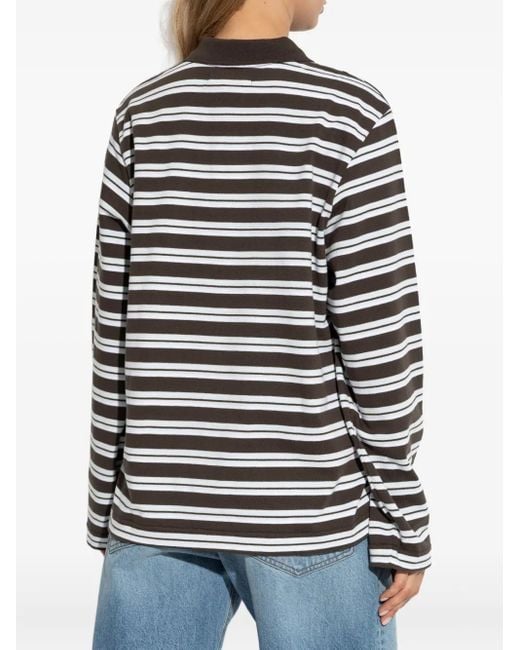 Samsøe & Samsøe Sandover Gestreept Poloshirt Met Lange Mouwen in het Black
