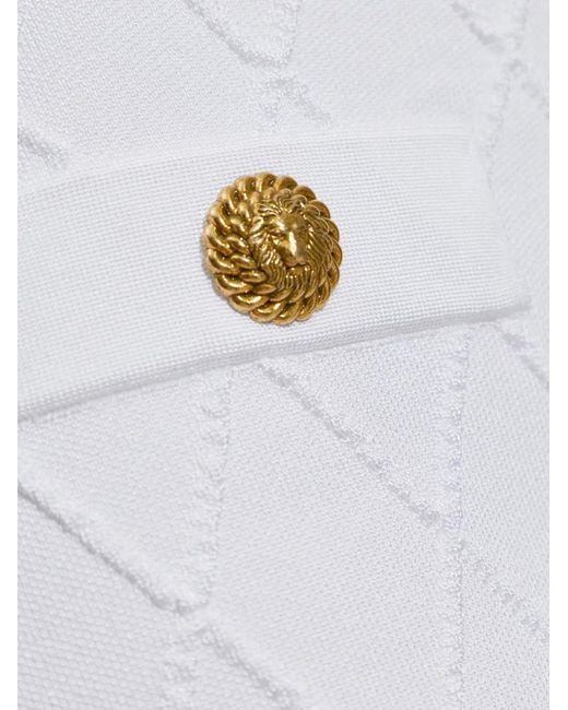 Balmain White Diamond-Quilted Button-Detail Mini Skirt