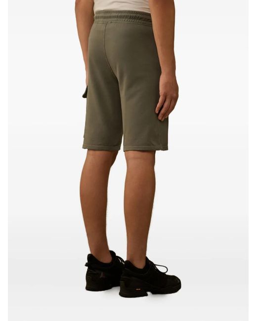 C P Company Green Drawstring-Waist Cargo Shorts for men