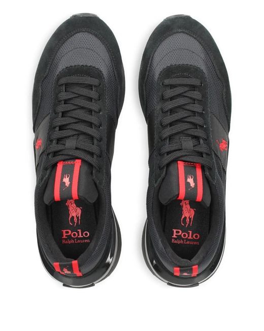 Polo Ralph Lauren Black Train 89 Logo-Embroidery Sneakers for men