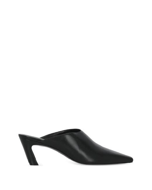 Stuart Weitzman Black Stassi 50 Point-Toe Heeled Mules