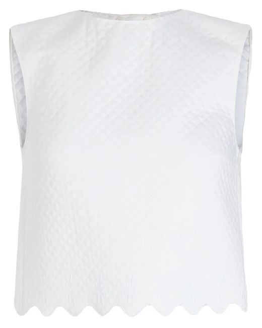 Patou White Quilted Crop Top