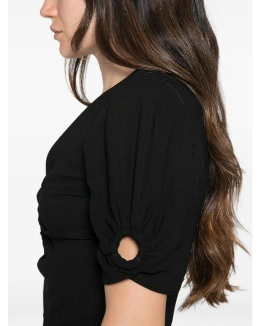 Isabel Marant Black Cut-Out Puff-Sleeve Dress
