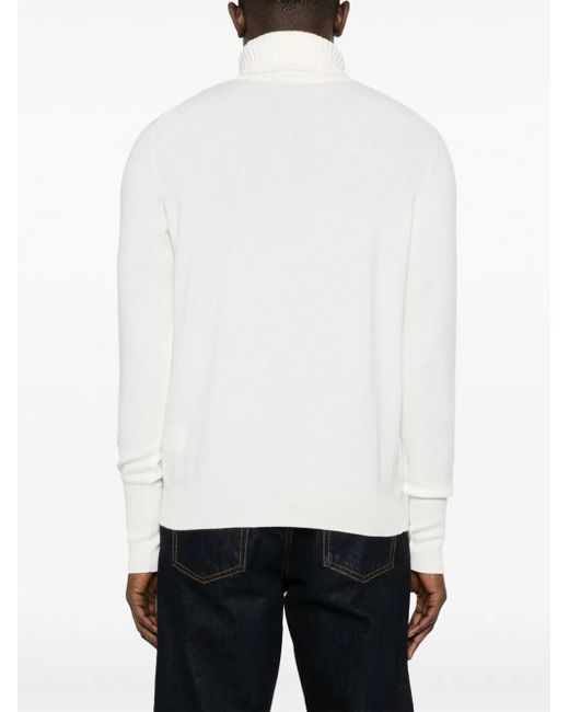 Ballantyne White Roll-Neck Cashmere Jumper for men