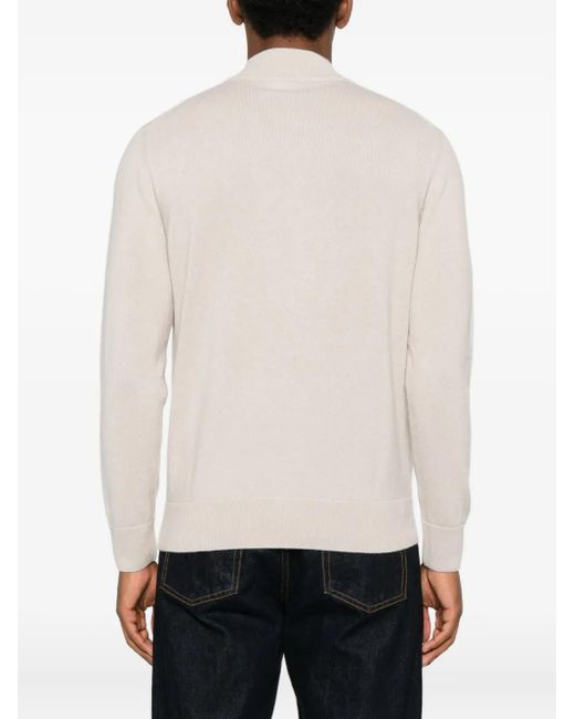 Eleventy White High-Neck Zip-Up Cardigan for men