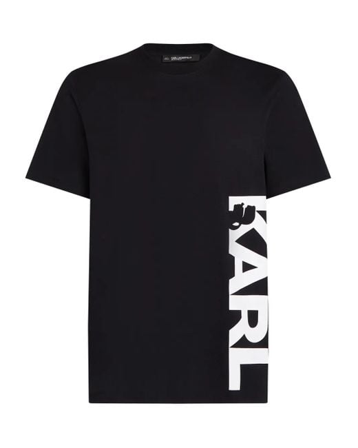 Karl Lagerfeld Black Logo-Print Beach T-Shirt for men