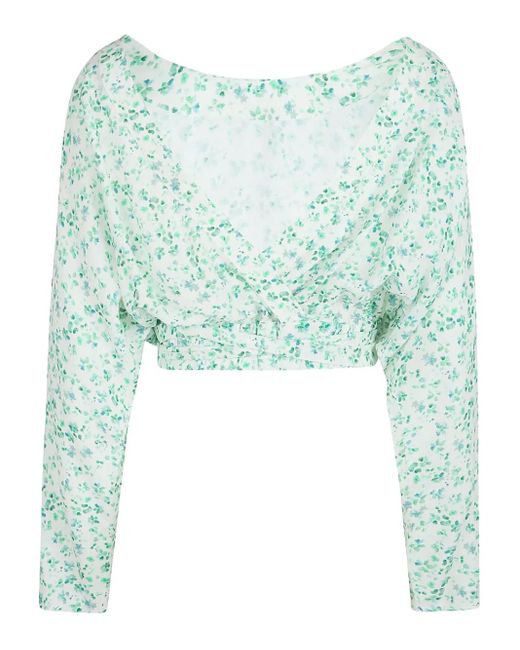 Mar De Margaritas Green Floral-Print Wrap Blouse