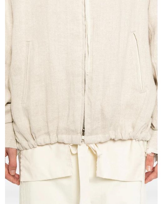 Midorikawa White Zip-Up High-Neck Shirt for men