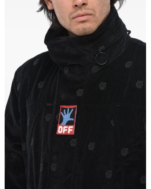 Off-White c/o Virgil Abloh Black Hands Off Embroidered Velour Jacket for men