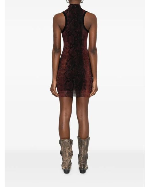Jean Paul Gaultier Purple Body-Hugging Mini Dress With Snake Print