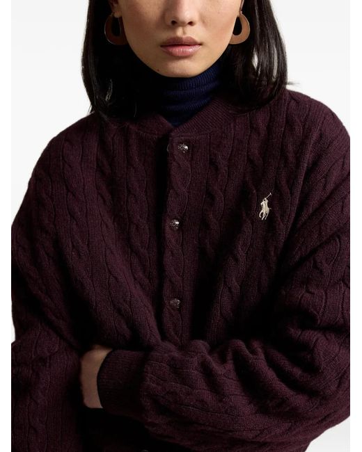 Polo Ralph Lauren Red Buttoned Cable-Knit Cardigan