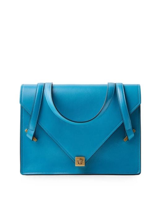 Versace Blue Severine Leather Shoulder Bag