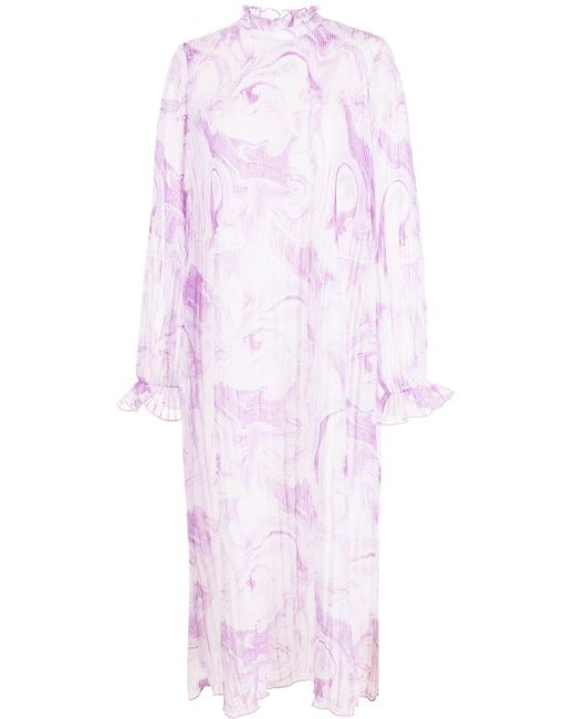 Robe mi-longue Georgette imprimée Ganni en coloris Purple