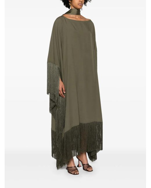 ‎Taller Marmo Green Tevere Fringed Kaftan Dress - Women's - Viscose/acetate