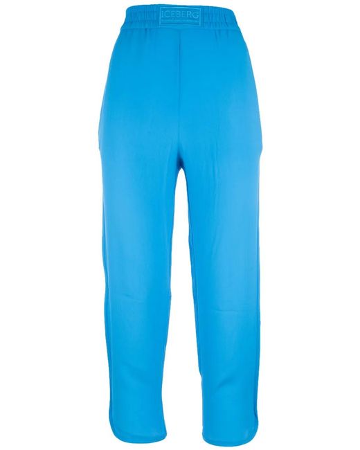 Iceberg Blue Logo-Embroidered Track Pants