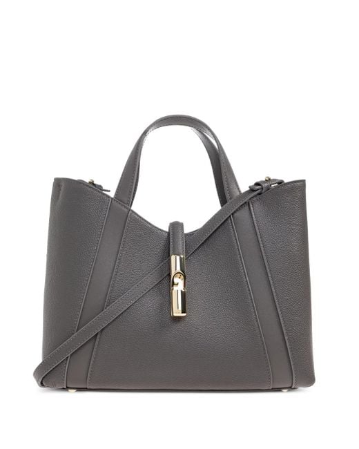 Furla Gray Panelled Clasp Tote Bag