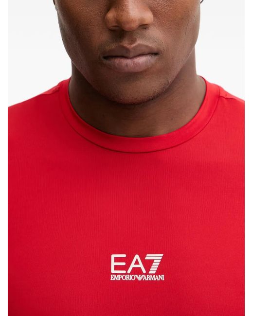 EA7 Red Logo-Print Short-Sleeve T-Shirt for men