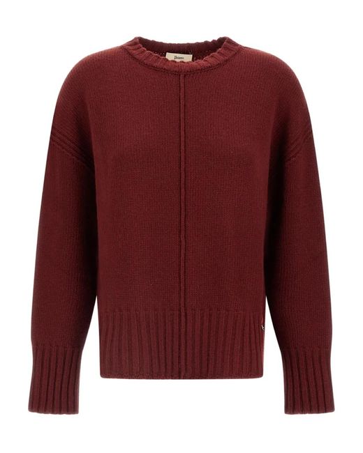 Herno Red Crew-Neck Wool Sweater